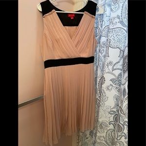 Blush pink pleated dress.